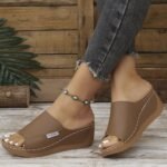 lightweight casual breathable sandals wedge heel thick bottom outdoor slippers - Image 11