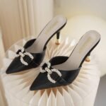 versatile pointed toe thin closed toe mule half slippers for women