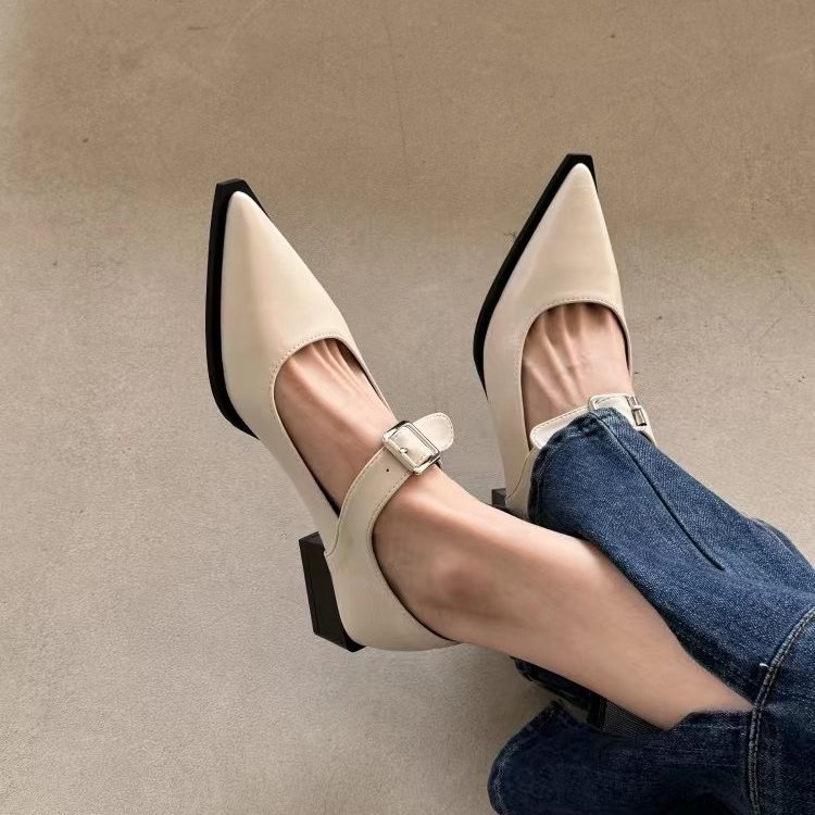 O1CN01hntQmO26ujGXkjnp9_!!2215810967722-0-cib High-heeled pointed black Mary Jane women's shoes - Image 1