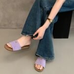Gentle small fragrance style flat bottom open toe flip flops for women - Image 5
