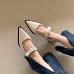 High-heeled pointed black Mary Jane women's shoes - Image 6