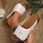 wedge heel flower slippers women's sandals beach shoes - Image 9