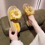 fashion straw flower thick bottom Dai shoes beach shoes sandals