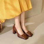 women's shoes temperament square head high heels thick heels