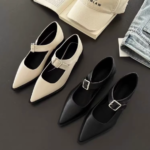 High-heeled pointed black Mary Jane women's shoes - Image 2