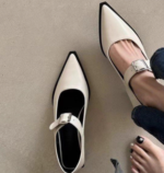 High-heeled pointed black Mary Jane women's shoes - Image 3