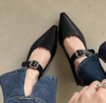 High-heeled pointed black Mary Jane women's shoes - Image 4