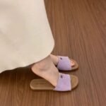 Gentle small fragrance style flat bottom open toe flip flops for women - Image 2