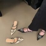 Chanel style high heels French style half slippers fairy shoes - Image 3