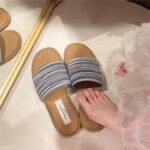 Bohemian flat-soled woven flip flops for women - Image 4