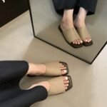 square head office soft flat bottom beach sandals for pregnant women - Image 5