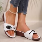 European and American foreign trade belt buckle one-line thick-soled slippers for women - Image 7