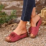 wedge heel flower slippers women's sandals beach shoes - Image 4
