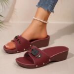 European and American foreign trade belt buckle one-line thick-soled slippers for women - Image 6