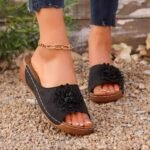 wedge heel flower slippers women's sandals beach shoes - Image 6