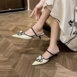 Chanel style high heels French style half slippers fairy shoes - Image 5