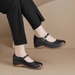 Big brand shoes genuine leather wedge heel