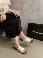 square head office soft flat bottom beach sandals for pregnant women - Image 9