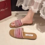 Bohemian flat-soled woven flip flops for women - Image 5