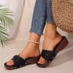European and American foreign trade belt buckle one-line thick-soled slippers for women - Image 5