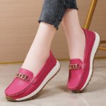 Soft-Soled Mother's Loafers Round-Toe Slip-On Shoes for Women