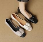 French commuter camellia side hollow thick heel closed toe Roman sandals for women - Image 5