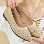 Women's summer solid color pointed flat shoes casual breathable ladies hollow cloth shoes French style no tired shoes - Image 3
