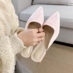 New style high-heeled slippers for spring and summer, thick-heeled, pointed-toe, half-slipper sandals for women - Image 7
