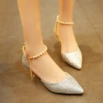 stilettos mid-heel sexy one-word buckle closed-toe sandals trend - Image 2