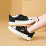 summer solid color heightened thin bottom shoes versatile leather surface wear-resistant versatile - Image 2
