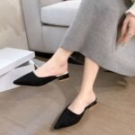 New style high-heeled slippers for spring and summer, thick-heeled, pointed-toe, half-slipper sandals for women - Image 8