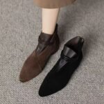 Suede pointed toe mid-heeled ankle boots for women 2025 - Image 7