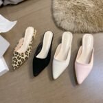 New style high-heeled slippers for spring and summer, thick-heeled, pointed-toe, half-slipper sandals for women - Image 6
