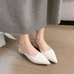 New style high-heeled slippers for spring and summer, thick-heeled, pointed-toe, half-slipper sandals for women - Image 3