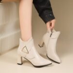 winter thick heel fashionable rhinestone pendant middle-aged mother leather boots - Image 6