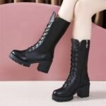 winter new style Martin boots women's British style thick heel thick bottom mid-tube short boots