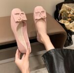 New Style Flat Black Small Fragrance Square Toe Shoes Patent Leather Shallow Mouth Shoes Soft Sole Plaid Bean Shoes