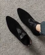 Suede pointed toe mid-heeled ankle boots for women 2025 - Image 3