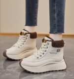 Winter High-Top Fleece-Lined Dad Shoes, New Korean Style, INS Style, Women's Sneakers