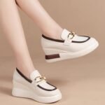 New Autumn Casual Slip-on Pants, Petite Women's Height Increasing White Shoes