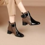autumn new style, fleece-lined fashion boots, chunky heel short boots
