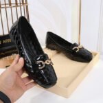 women's ladle shoes spring and autumn European and American shallow-mouth square-toed patent leather flat shoes - Image 2
