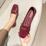 women's ladle shoes spring and autumn European and American shallow-mouth square-toed patent leather flat shoes - Image 8