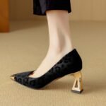 Chanel-Inspired Leopard Print Evening Shoes, Small Heel Women's Shoes - Image 7