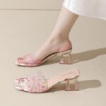 New Summer Style Fairy Skirt Beach Crystal Heel Thick Heel Open Toe Sandals Women's Outer Sandals - Image 2