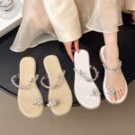 Small Diamond Low-Heeled Thong-Toe Sandals for Women 2026 - Image 5