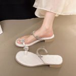 Small Diamond Low-Heeled Thong-Toe Sandals for Women 2026 - Image 2
