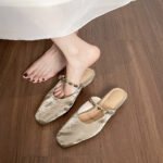 New Summer Heelless Square-Toe Mules, Toe-Toe Sandals and Slippers for Women, Summer Outer Wear, Thick-Heeled Half-Slip Shoes - Image 8
