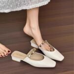 New Summer Heelless Square-Toe Mules, Toe-Toe Sandals and Slippers for Women, Summer Outer Wear, Thick-Heeled Half-Slip Shoes - Image 6