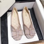 Spring and Autumn New Square Head Four Seasons Shallow Mouth Rhinestone Single Shoes Ladyshoes Large Size Women's Shoes - Image 2